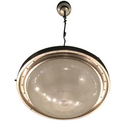 Artemide Sergio Mazza Chandelier “TAU” 1960 Iron Stamp Glass Lacquered Aluminum