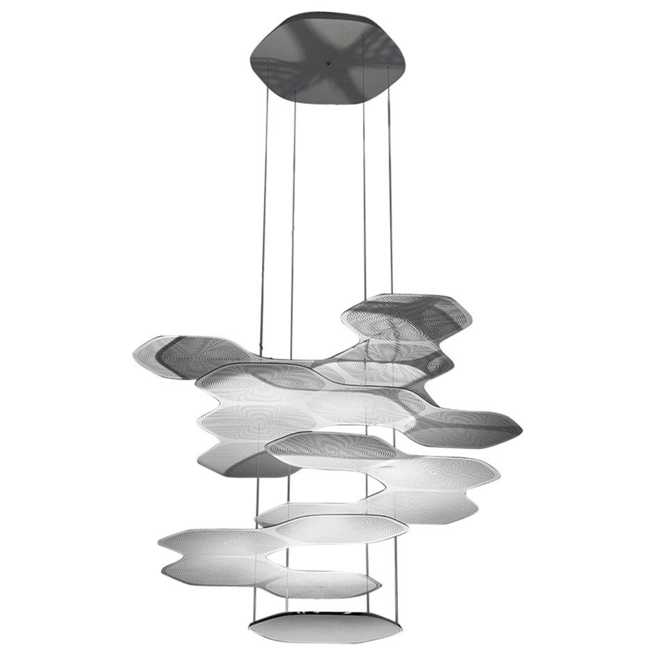 Artemide Space Cloud Led Pendant Light in Grey with Extension by Ross Lovegrove For Sale