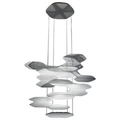 Artemide Space Cloud Led Pendant Light in Grey with Extension by Ross Lovegrove