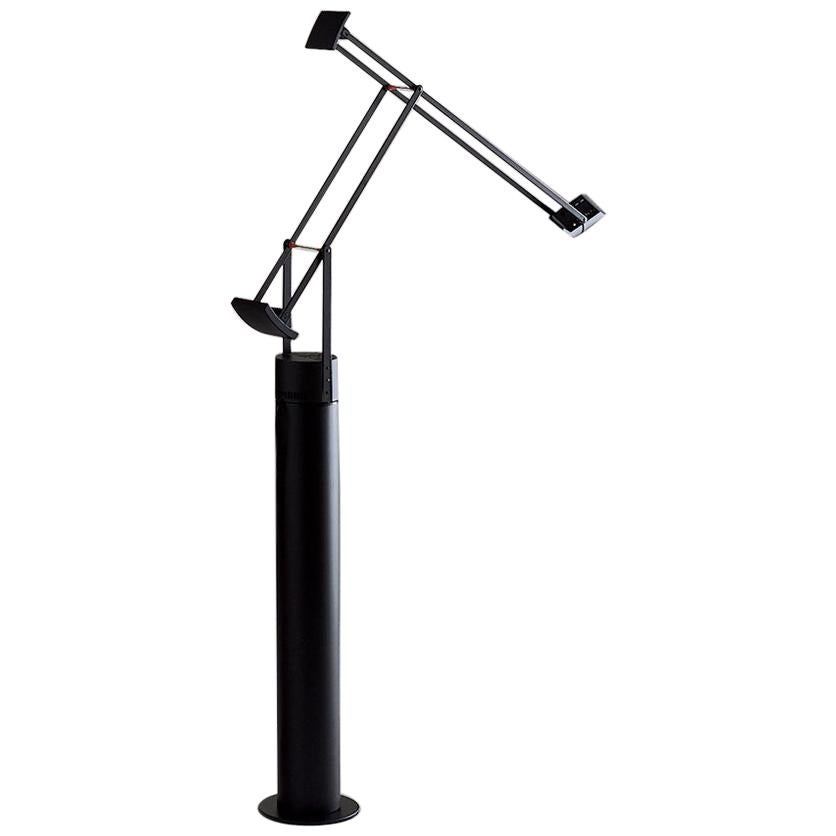 Artemide TIZIO HAL Classic Table Lamp in Black w/ Floor Support by Richard Sappe For Sale