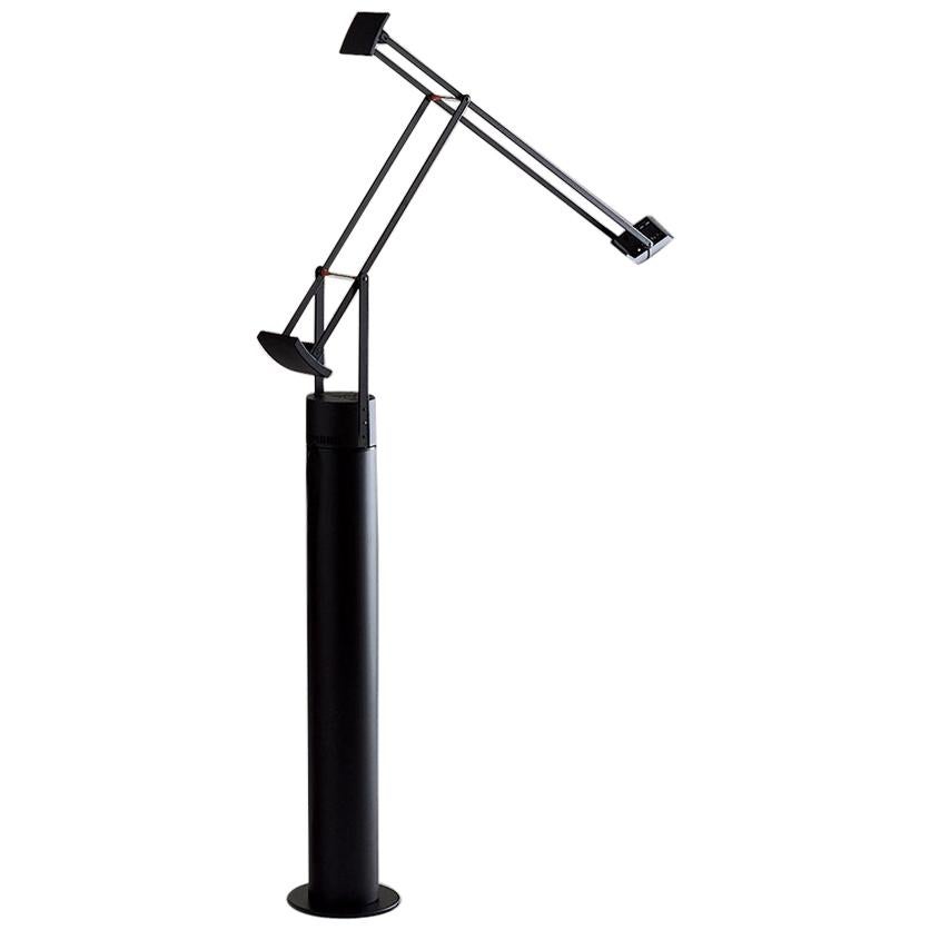 Artemide TIZIO HAL Table Lamp in Black w/ Floor Support by Richard Sapper For Sale