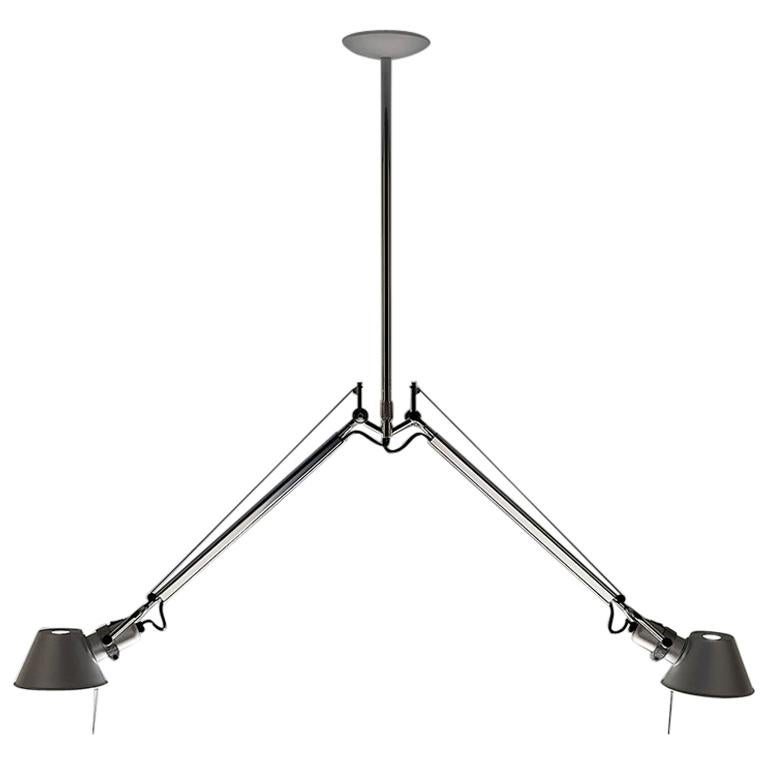 Artemide Tolomeo Gray Double Pendant Lamp by Michele De Lucchi & Giancarlo Fassi For Sale