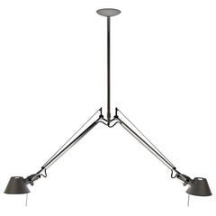 Artemide Tolomeo Gray Double Pendant Lamp by Michele De Lucchi & Giancarlo Fassi