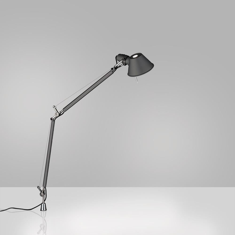 Modern Artemide Tolomeo Midi LED Table Lamp in Anthracite Grey with Clamp For Sale