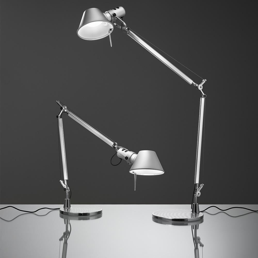 Modern Artemide Tolomeo Mini LED Table Lamp in Aluminum with Base For Sale