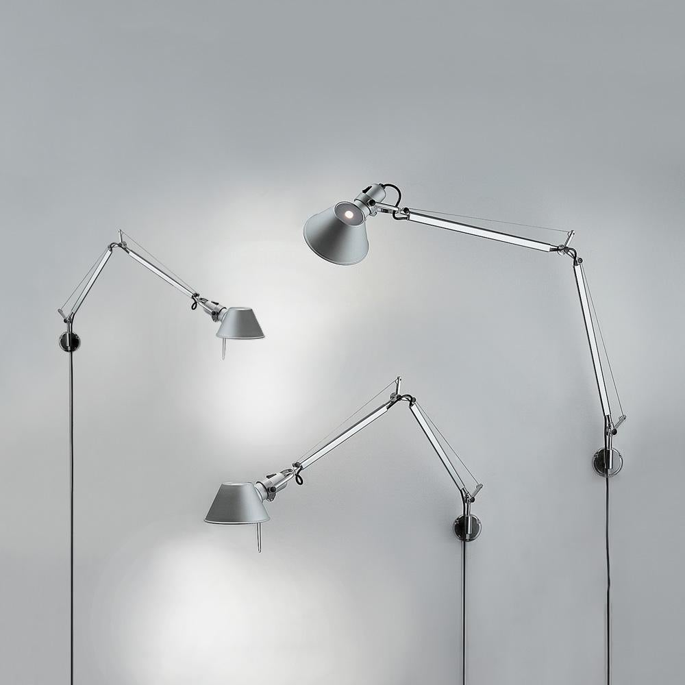 Artemide Tolomeo Mini Wall Light with J Bracket in Aluminum In New Condition For Sale In Hicksville, NY