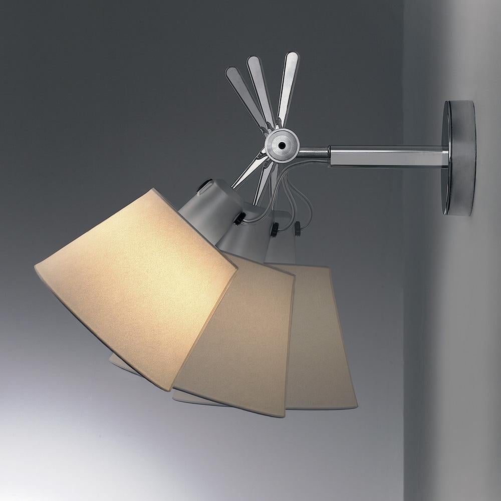 Modern Artemide Tolomeo Standard Wall Light with Round Fiber Shade For Sale