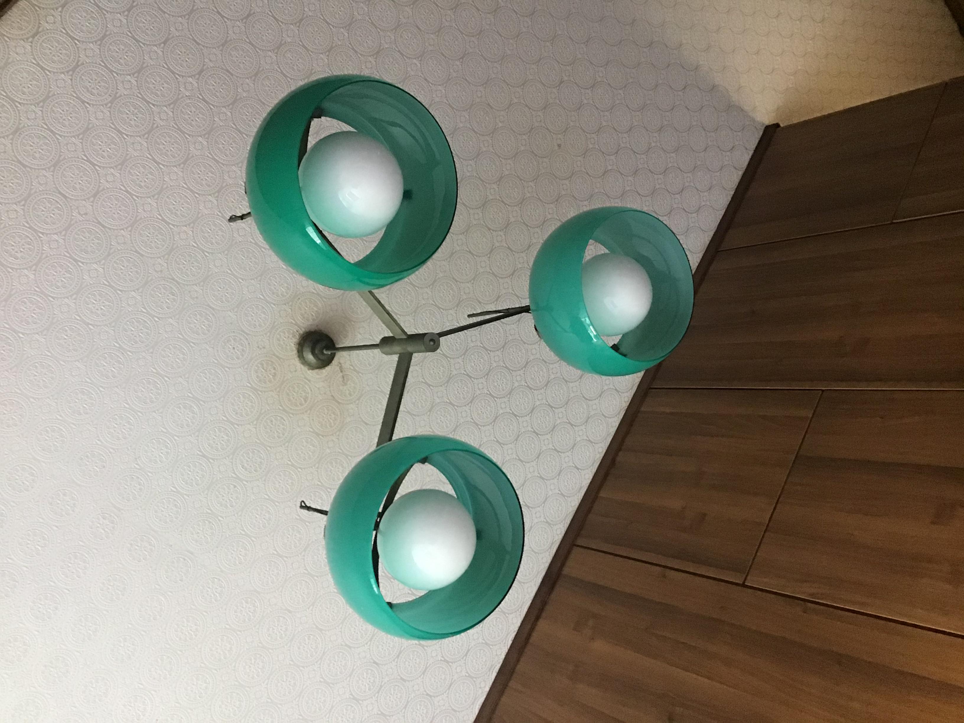 Artemide Vico Magistretti Chandelier Glass Metal Crome, 1955, Italy  In Excellent Condition For Sale In Milano, IT