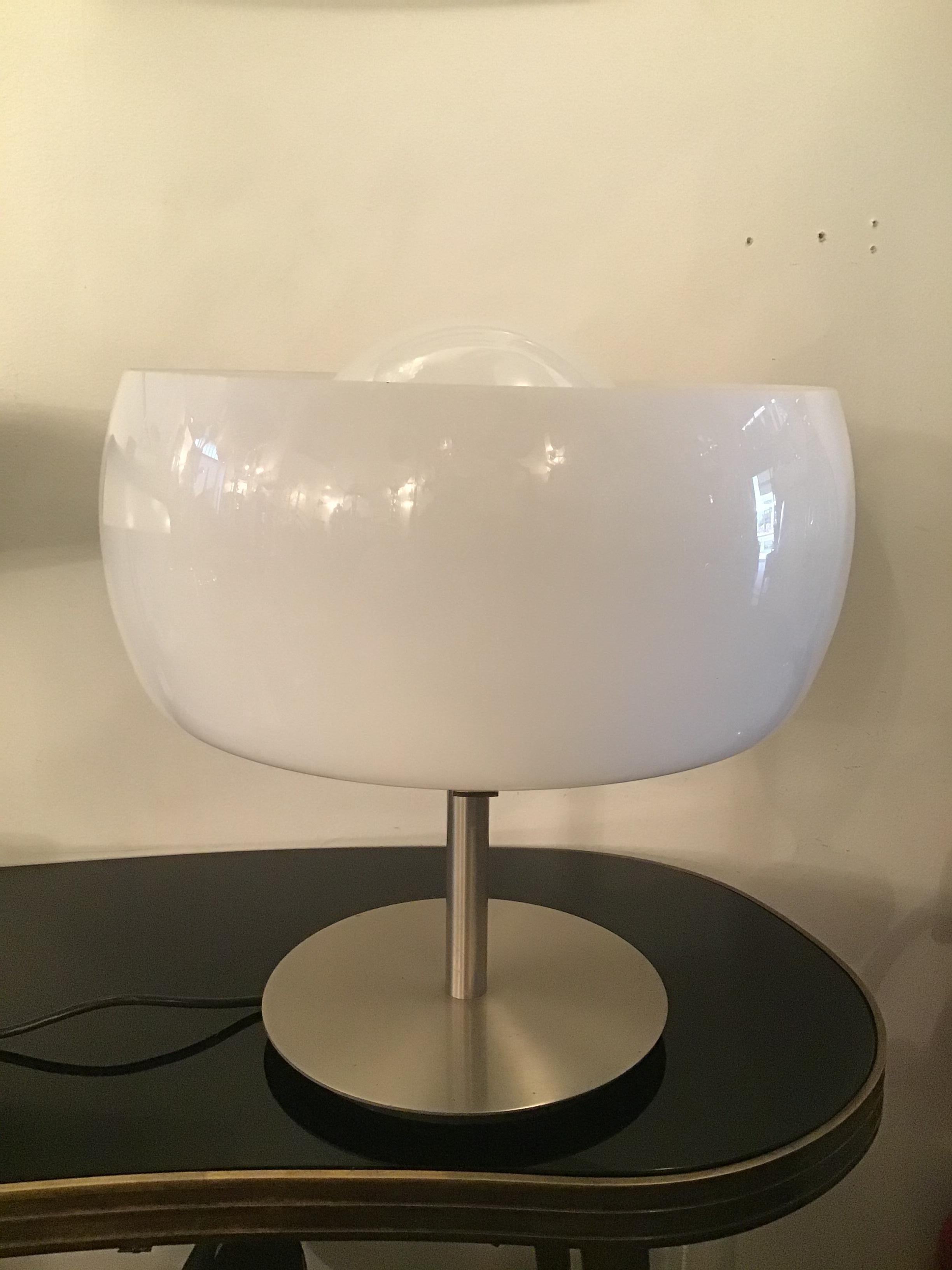 Italian Artemide Vico Magistretti Table Lamp Glass Metal Chrome 1964 Italy For Sale