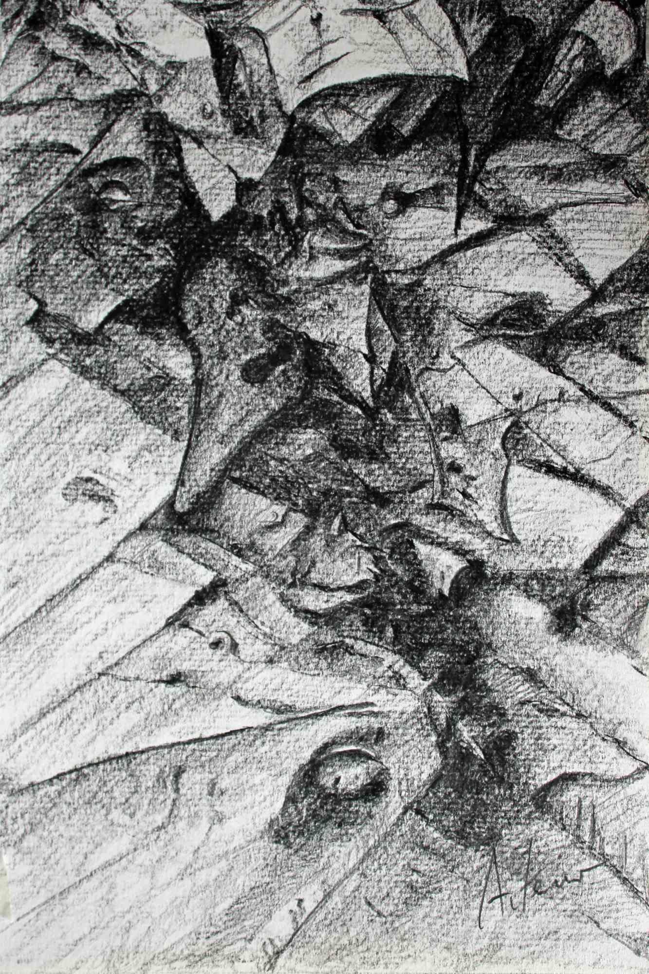 The graphic work "Surreal landscape in drawing 2 "is part of the series "Glimpses of infinity" and consists of three drawings measuring 20 × 30 cm by artist Artemio Ceresa. It was created in 2018. The technique is pencil on paper and the signature