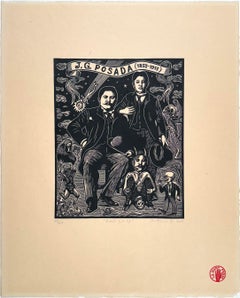 linograbado enmarcado El tiempo...llega, de Artemio Rodriquez