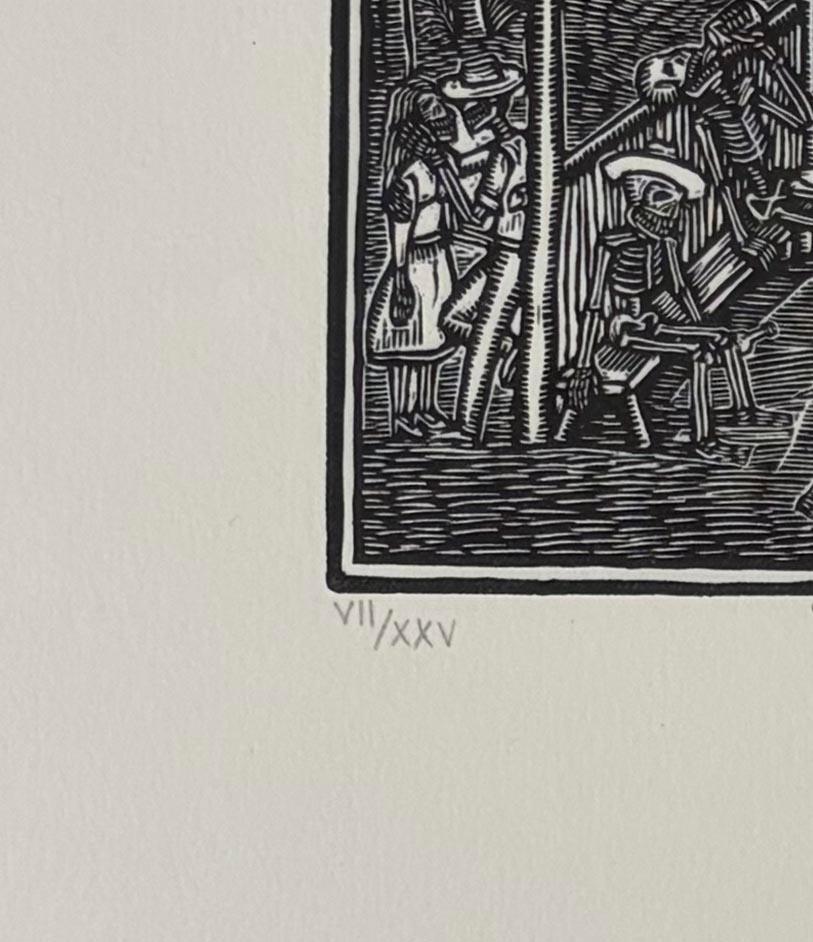 framed linocut El tiempo...llega (Time...Comes), by Artemio Rodriquez - Contemporary Print by Artemio Rodriguez