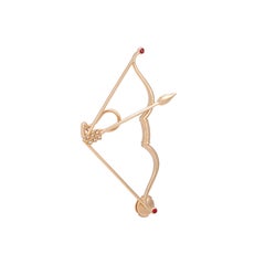 Artemis' Bogen-Ohrring (rechts), 18 Karat Rotgold, Rubine und Diamanten