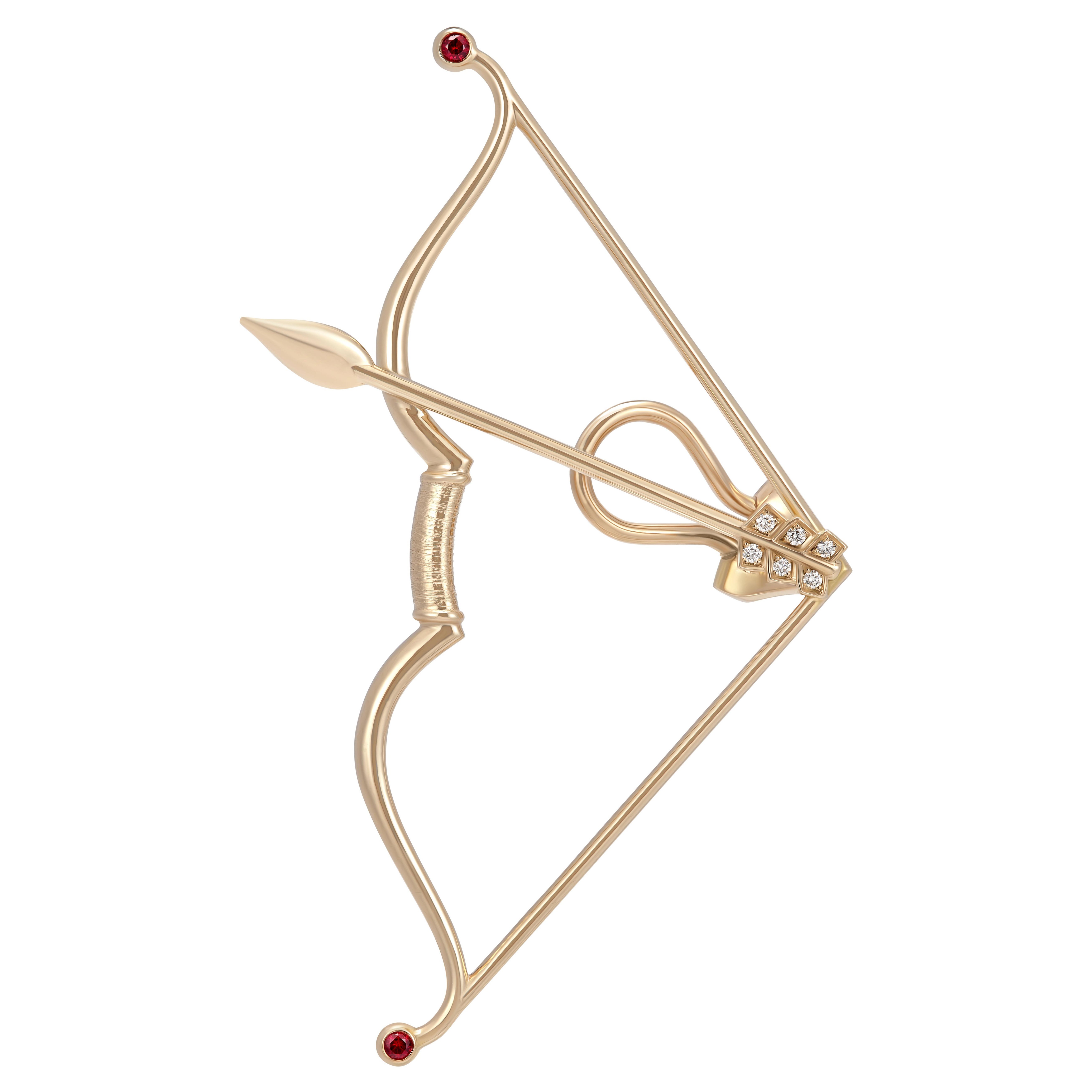 Artemis’ Bow Earring (left), 18-carat red gold rubies and diamonds