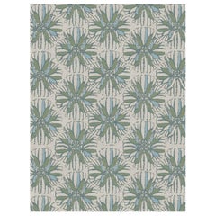 Artemis Custom Made Hand Knotted Natural Blue Green Wool Rug by Allegra Hicks