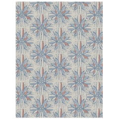 Artemis Custom Made Hand-Knotted Natural Coral Blue Wool Rug by Allegra Hicks