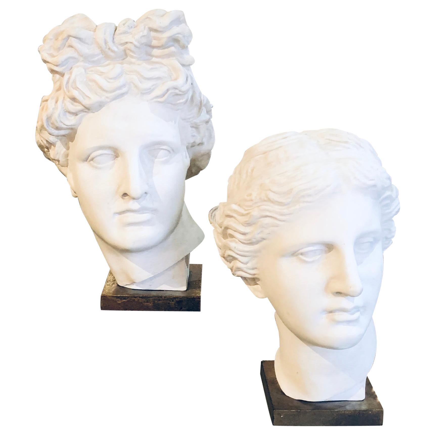 Artemis Diana and Apollo Greek God Busts