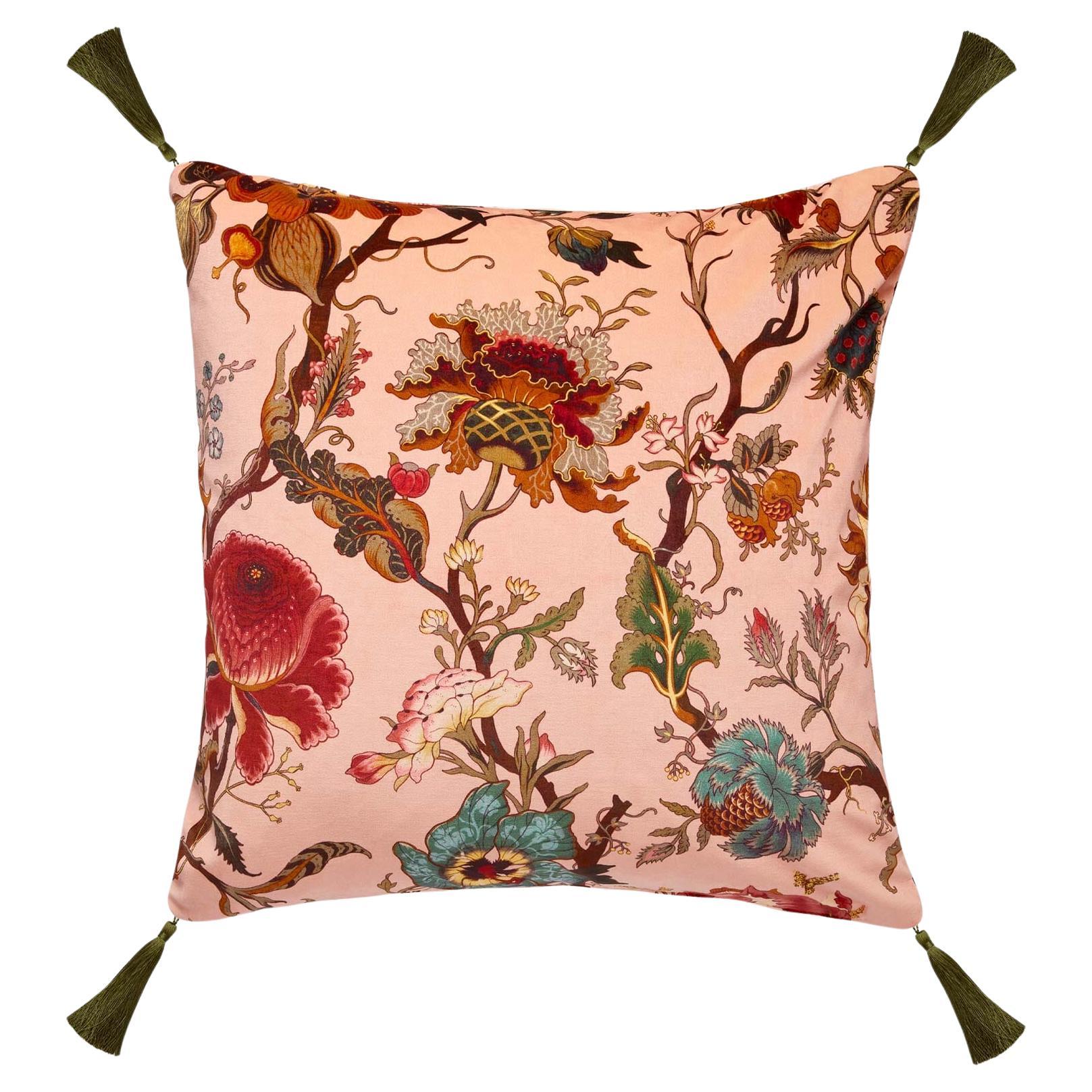 ARTEMIS Large Tassel Velvet Cushion - Blush For Sale