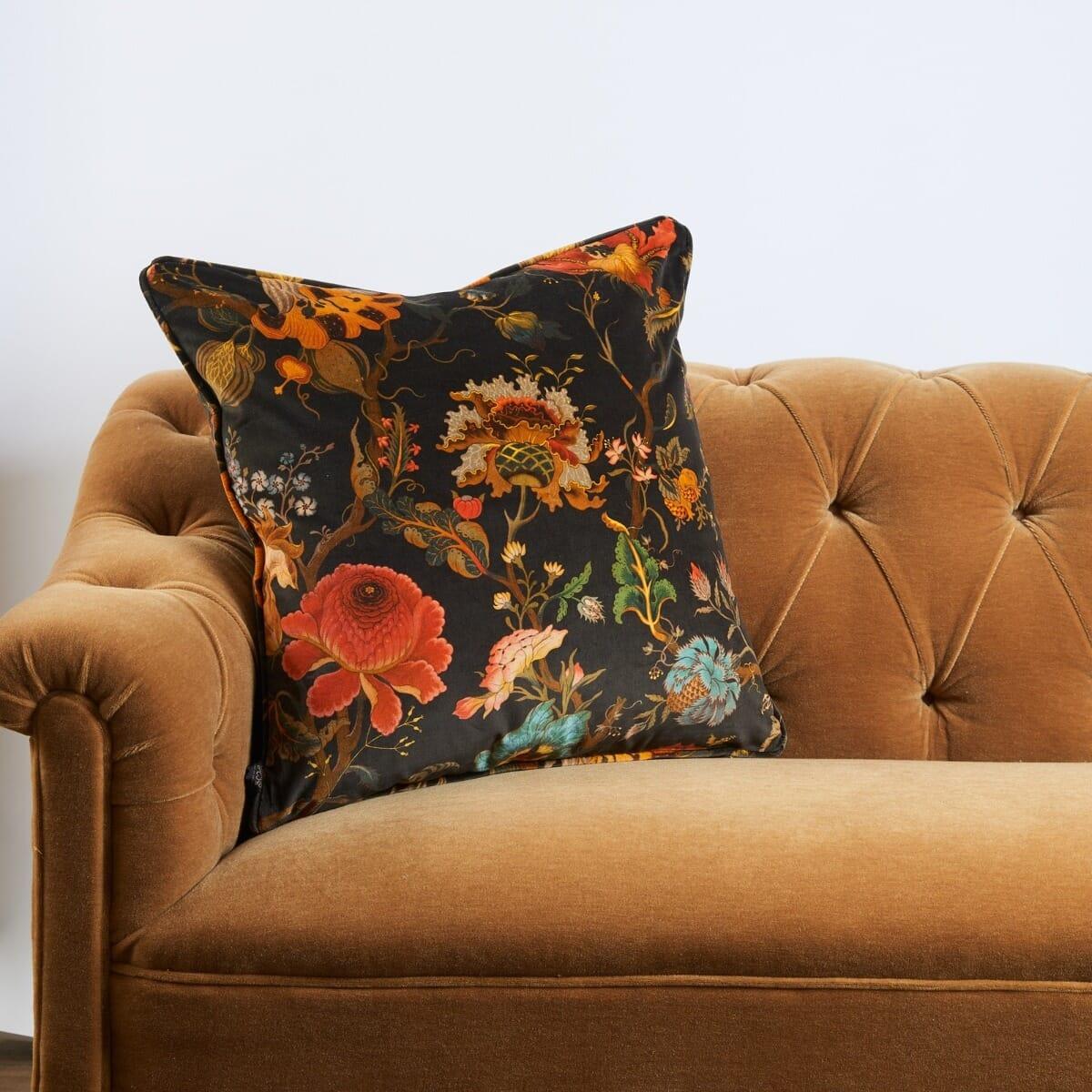 British ARTEMIS Large Velvet Cushion - Black For Sale
