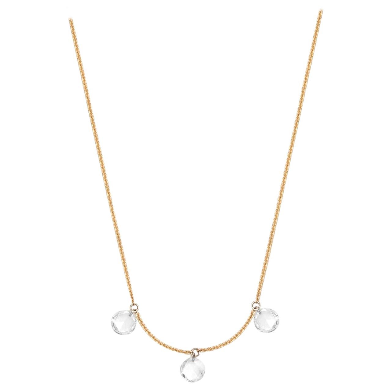 Artemis Necklace, Floating Rose Cut Diamond Necklace For Sale