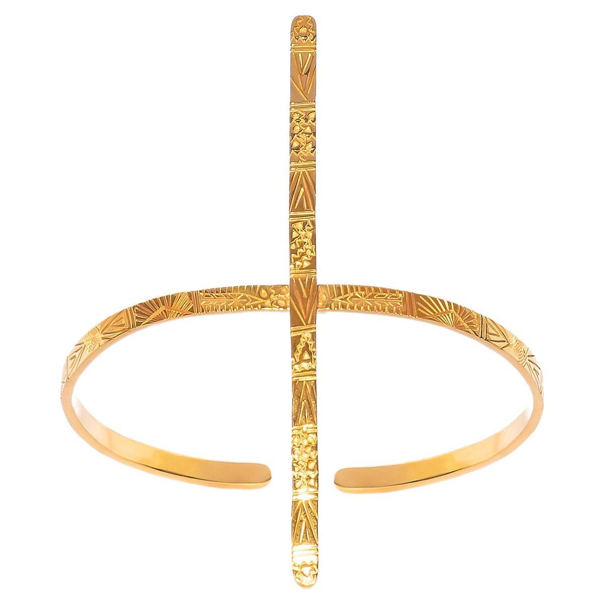 Artemisa Armlet in 14k Yellow Gold: Contemporary Ancient Egyptian Elegance For Sale