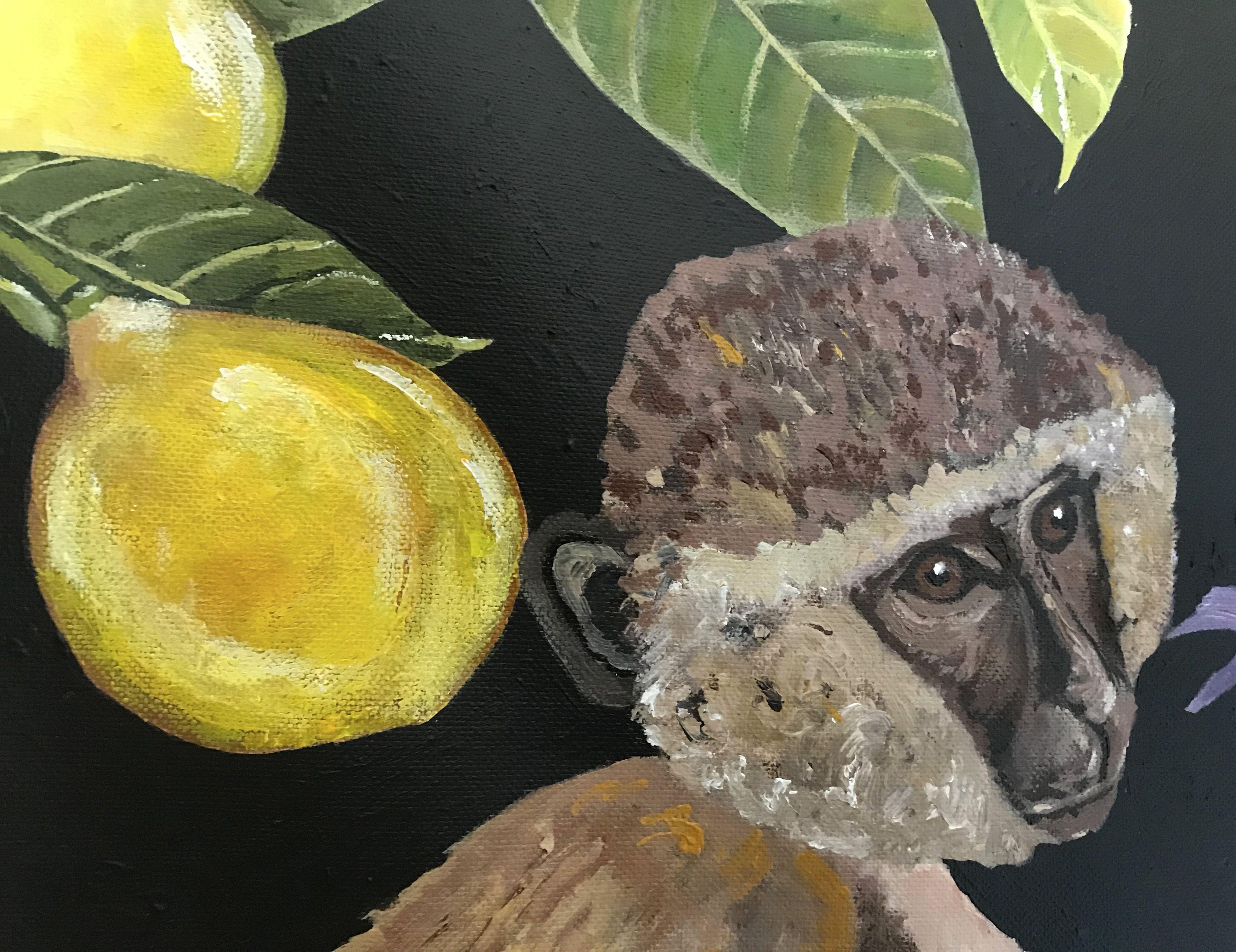 Jungle Heart Beat - Two Macaques - XL Large, Painting, Acrylic on Canvas For Sale 3