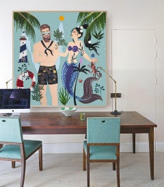 The Sailor and the Mermaid - Lighthouse, Painting, Acrylic on Canvas