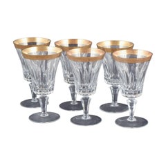 Artemisia. Six red wine glasses in crystal with 24-carat gold decoration.