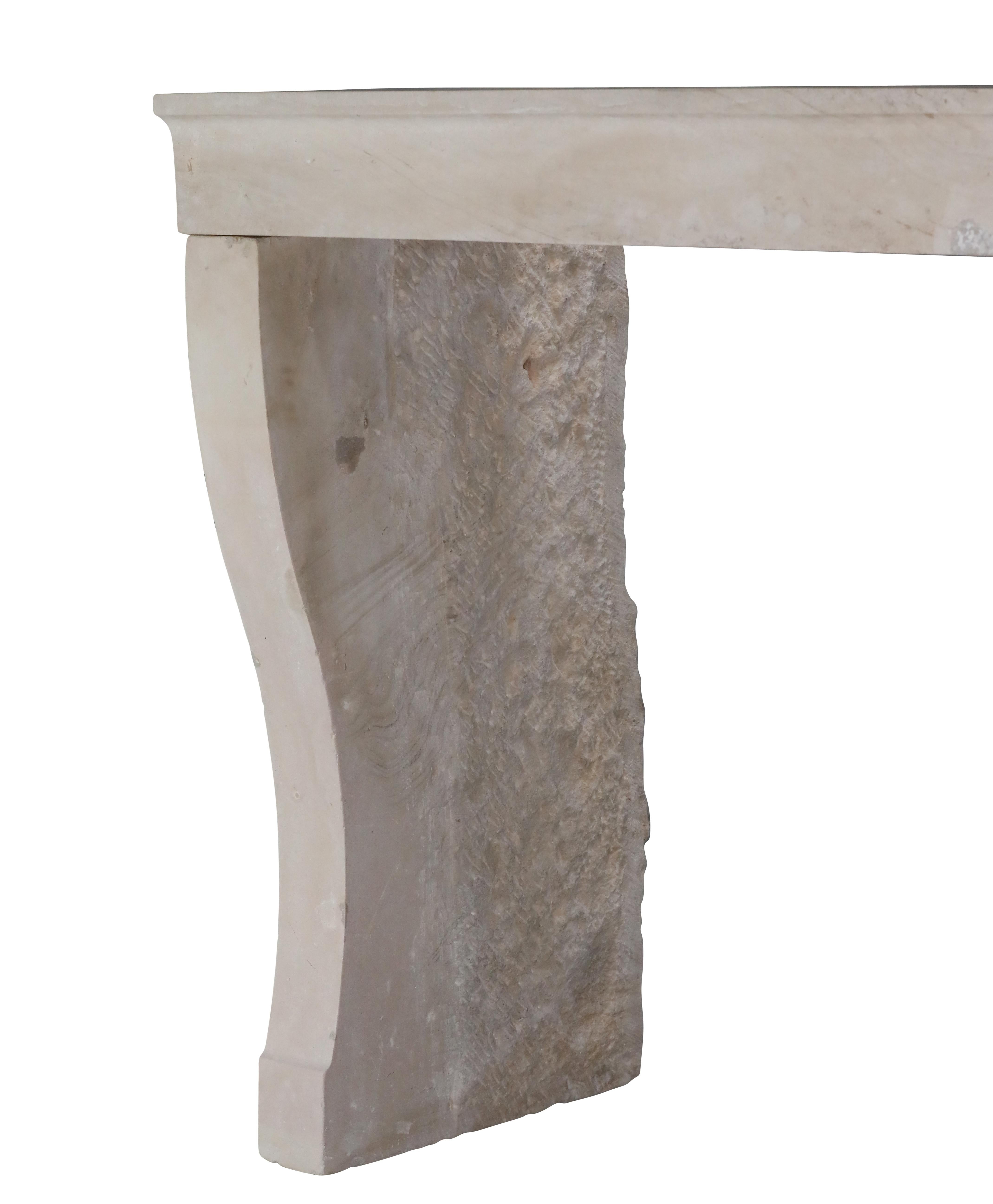 19th Century Artempo Beige Limestone Fireplace For Timeless Slow Living For Sale