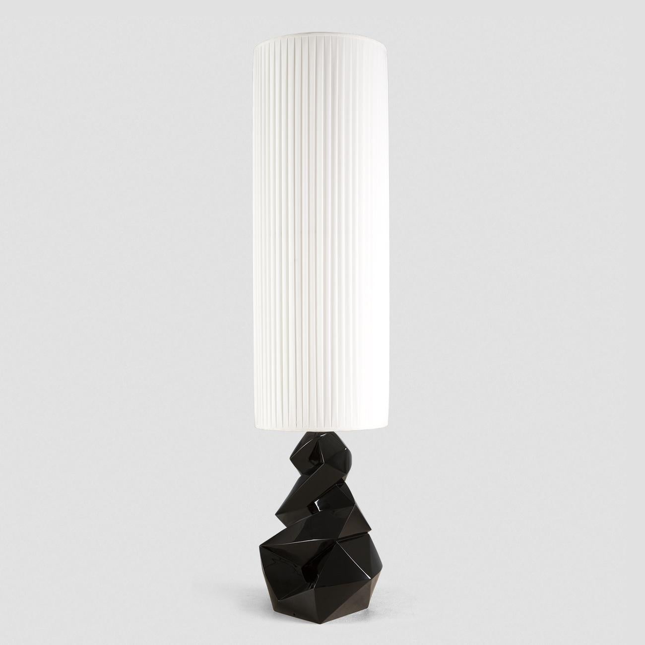 Sculpté à la main Lampadaire ou lampe de bureau noir Artemus en vente