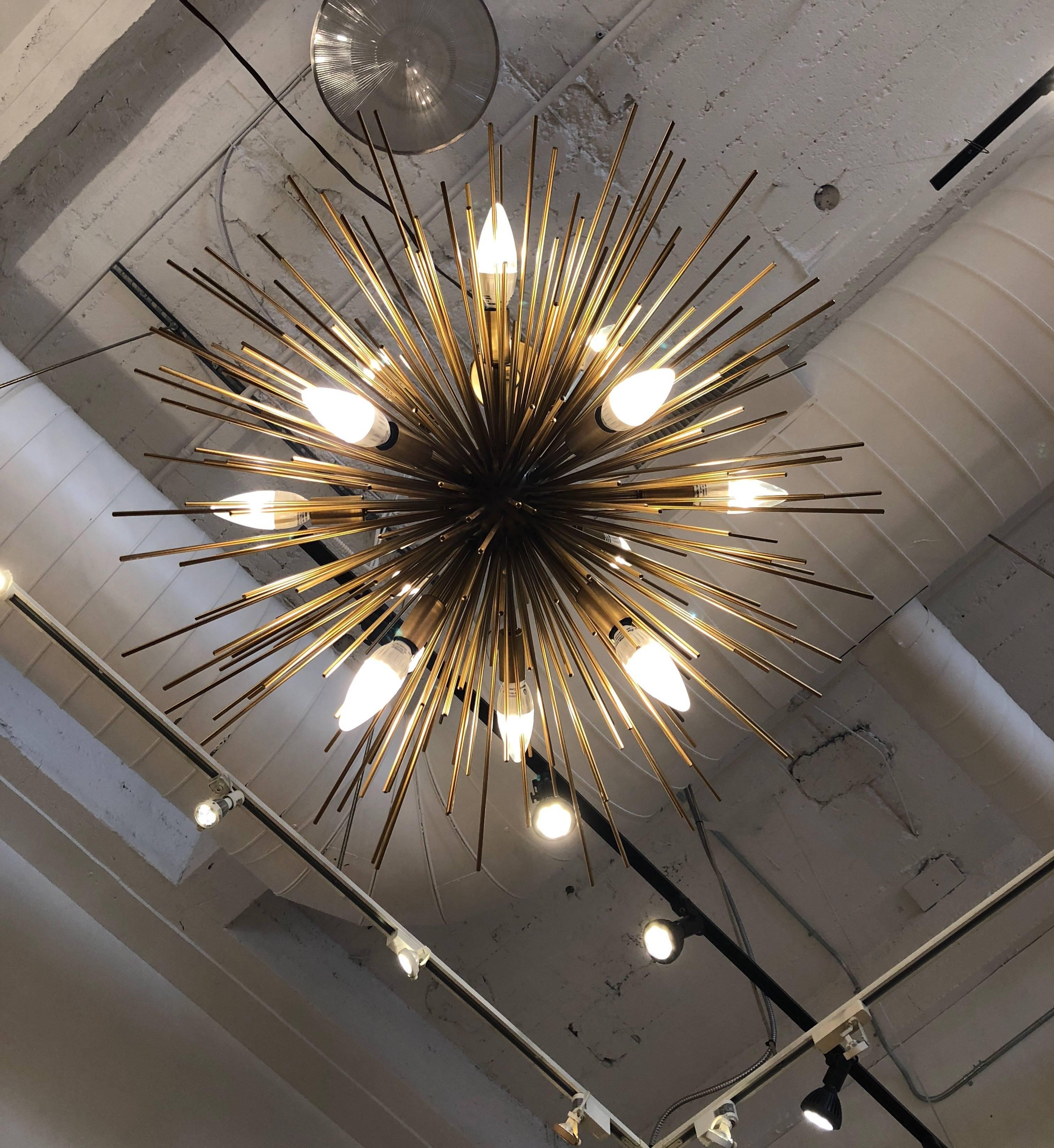 Mid-Century Modern Arteriors Brass Zanadoo Chandelier