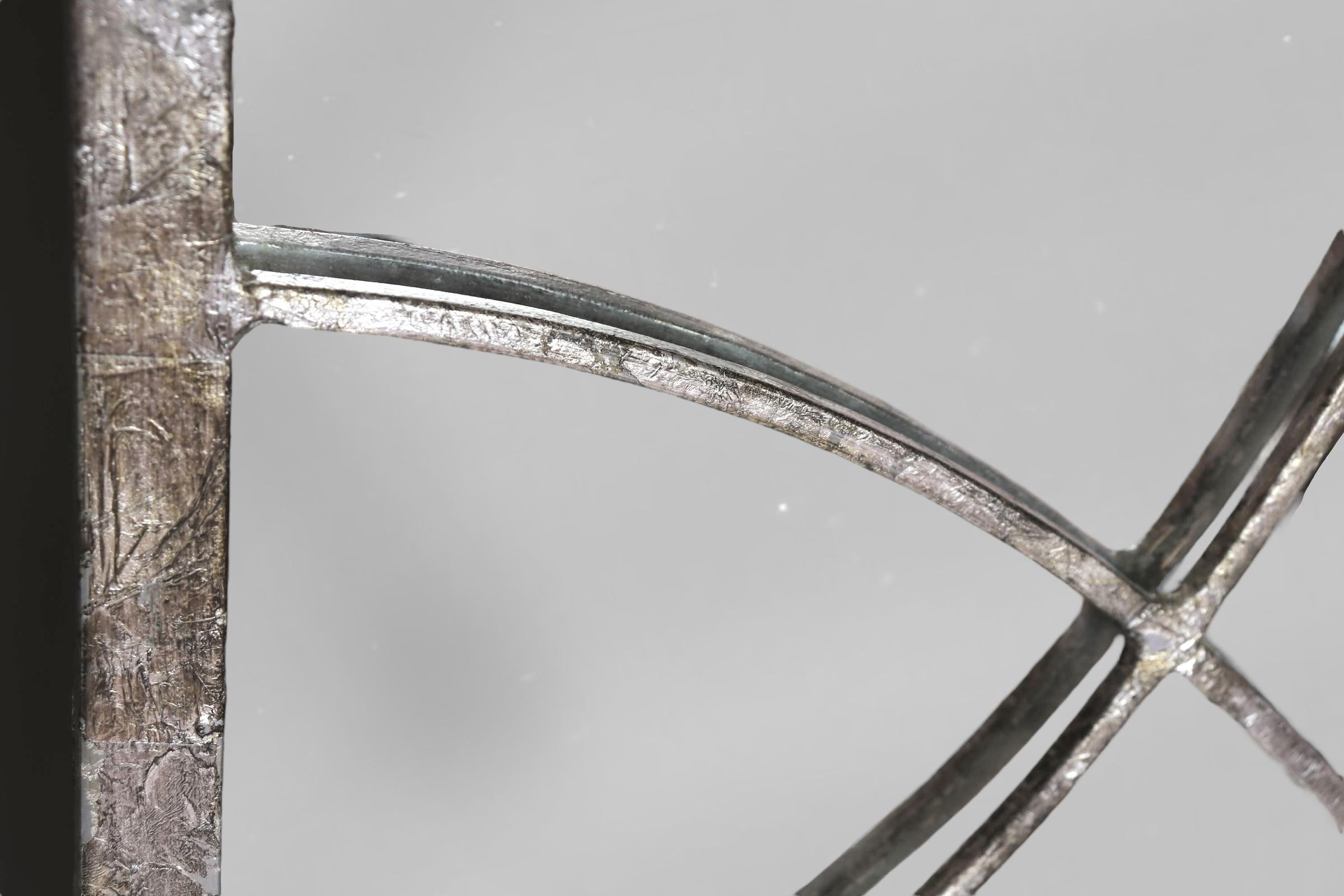 Américain Arteriors Home Miroirs muraux en fer à feuilles d'argent, lot de 3 en vente
