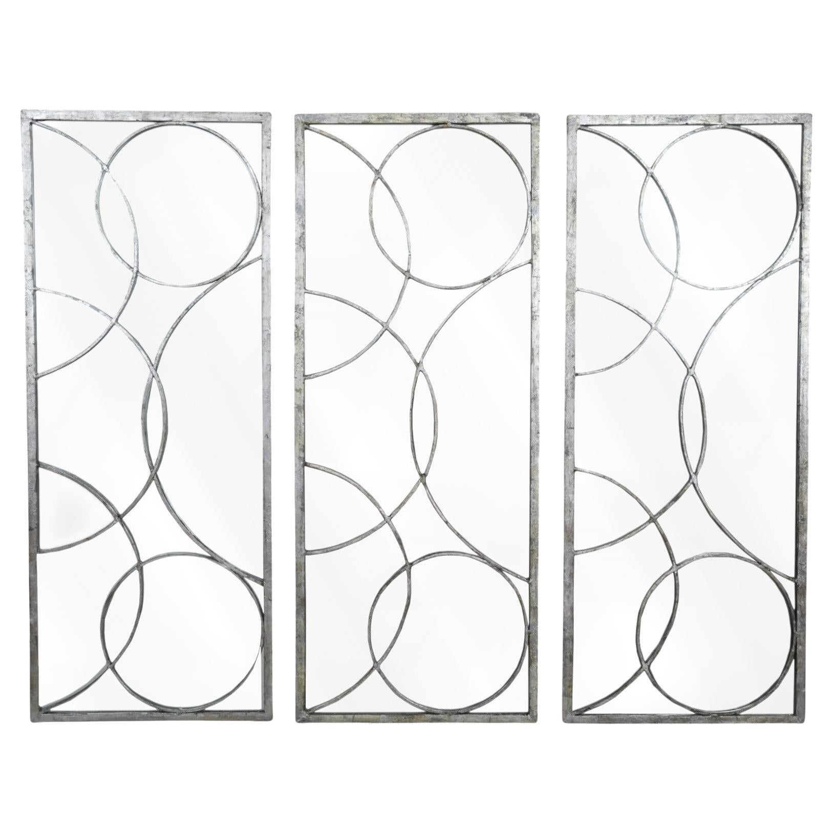 Arteriors Home Miroirs muraux en fer à feuilles d'argent, lot de 3 en vente