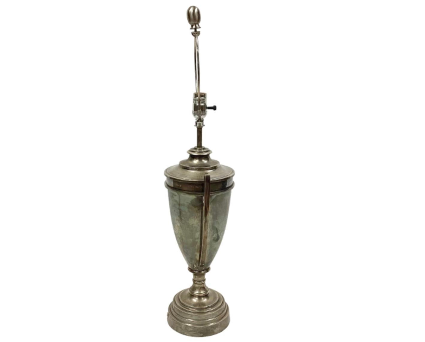 Arteriors Silver Plate Trophy Lamp In Good Condition In Bradenton, FL