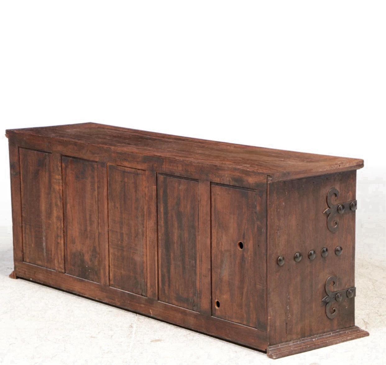 Artes De Mexico Patinated Pine Cabinet with Hammered Iron Lock & Hinges 1