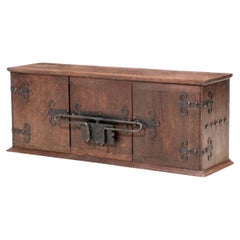 Artes De Mexico Patinated Pine Cabinet with Hammered Iron Lock & Hinges