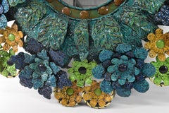 Artes De Mexico Tole Floral Wall Mirror by Saldana Signed