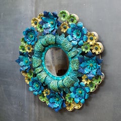Artes de Mexico Tole Flower Mirror Saldana Maximalist Colors Sculpture Art