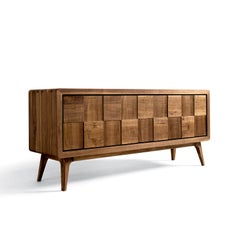 Artes Quadro Solid Wood Sideboard, Walnut Natural Finish, Contemporary