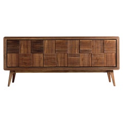 Artes Quadro Solid Wood Sideboard, Walnut Natural Finish, Contemporary