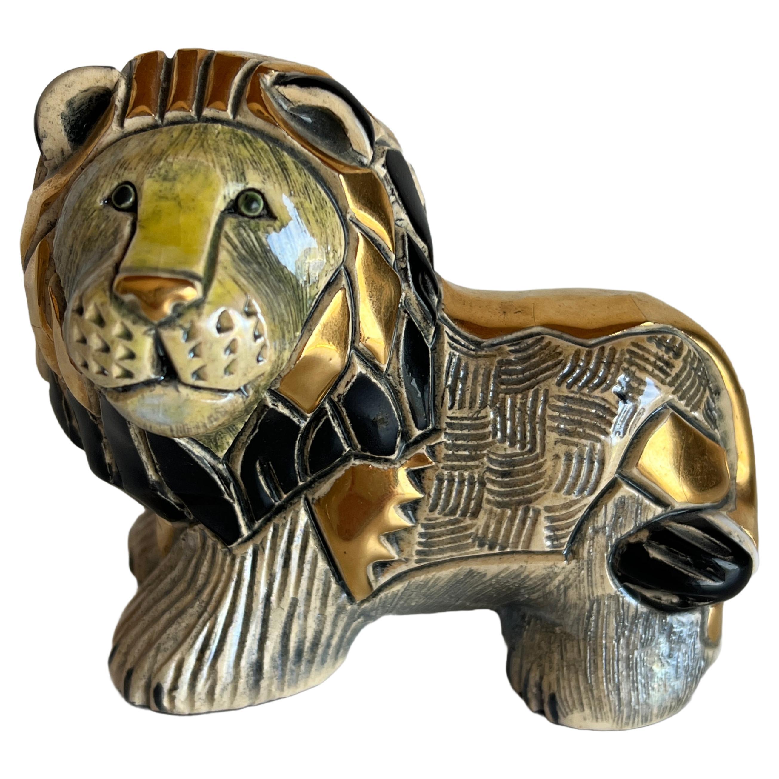 Artesania De Rosa Rinconada Standing Lion Figurine Pottery Ceramic Uruguay