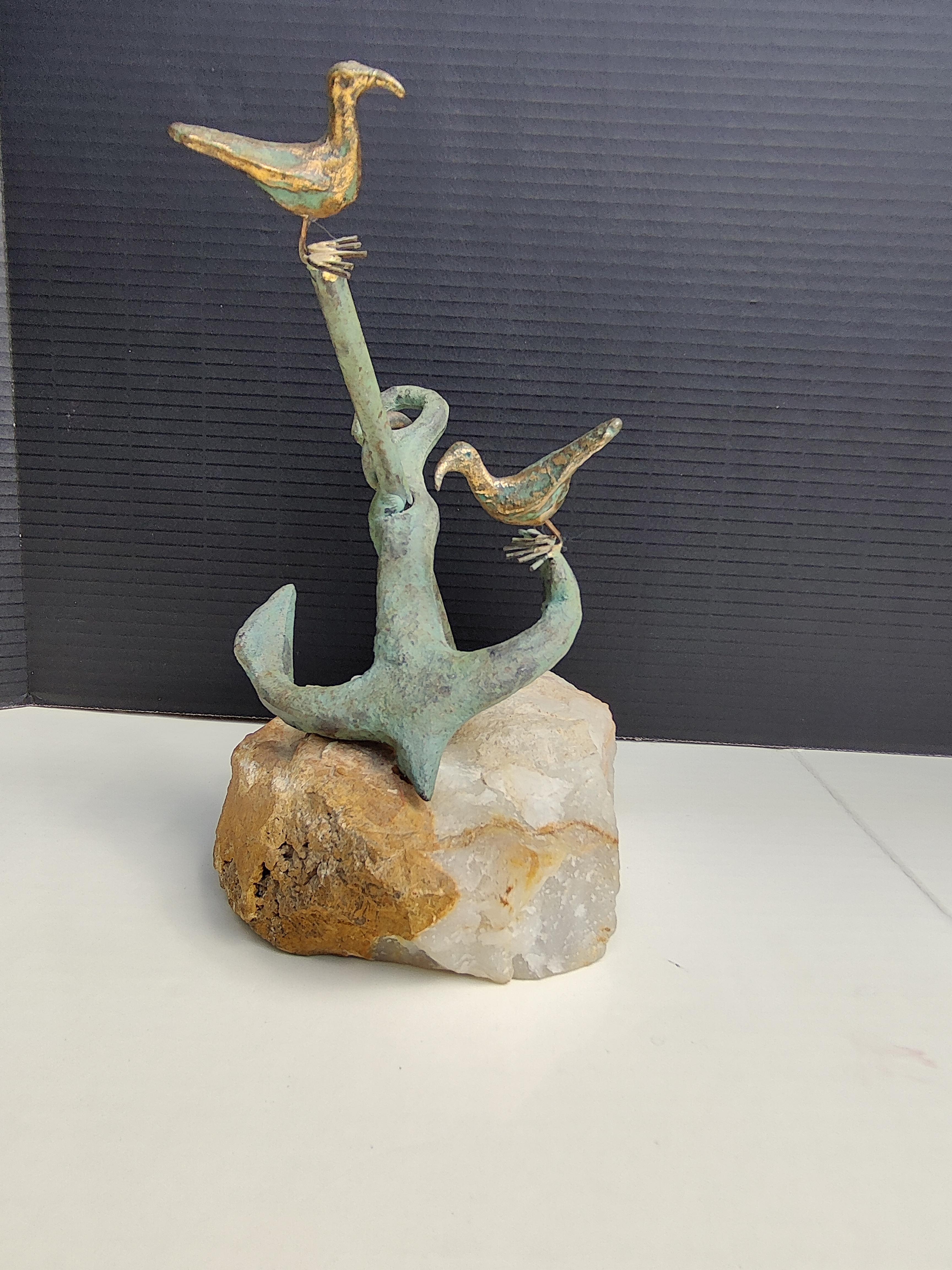 Artesian House Quartz and Metal Anchor Sculpture In Good Condition For Sale In Cincinnati, OH