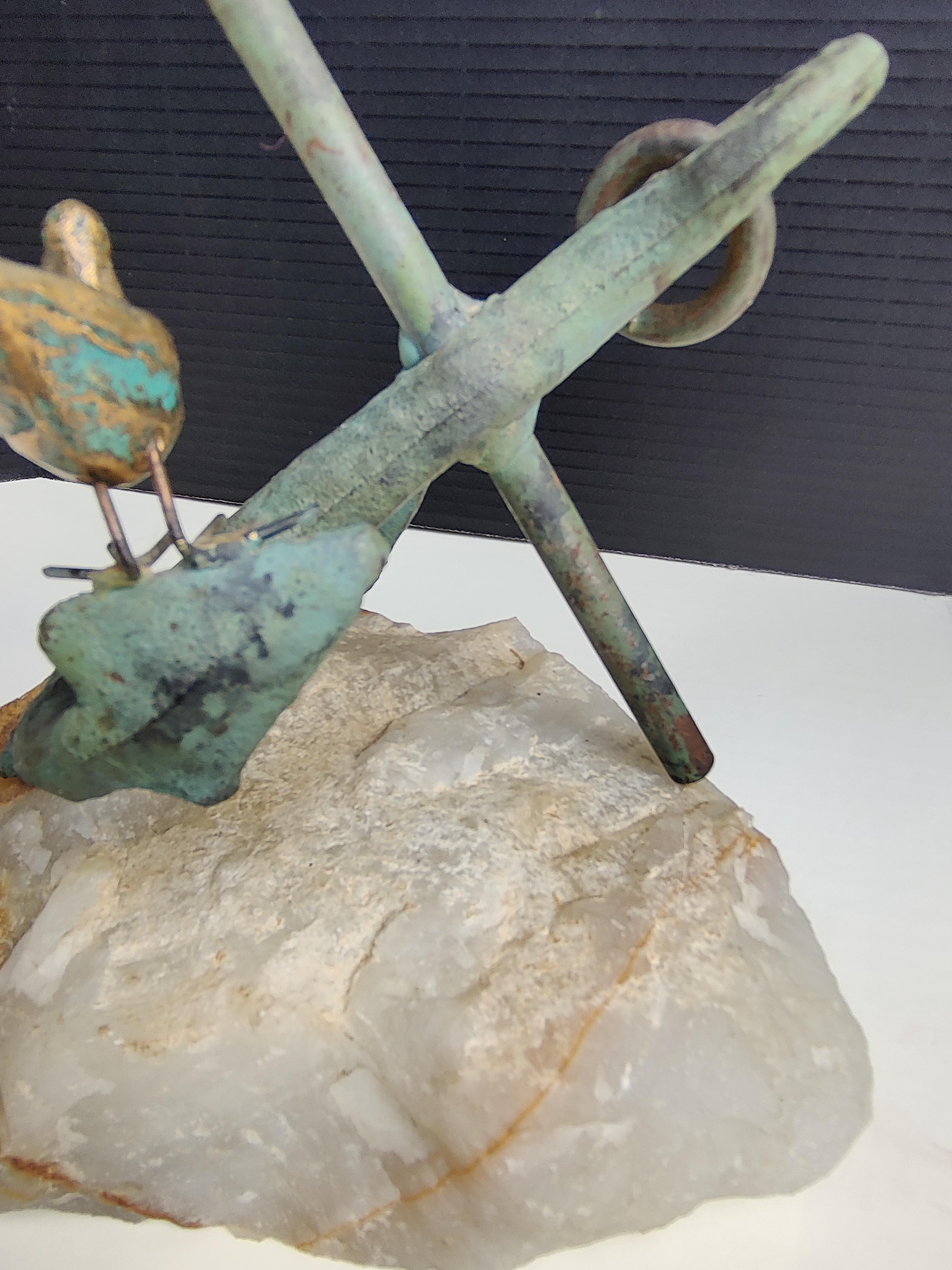 Late 20th Century Artesian House Quartz and Metal Anchor Sculpture For Sale