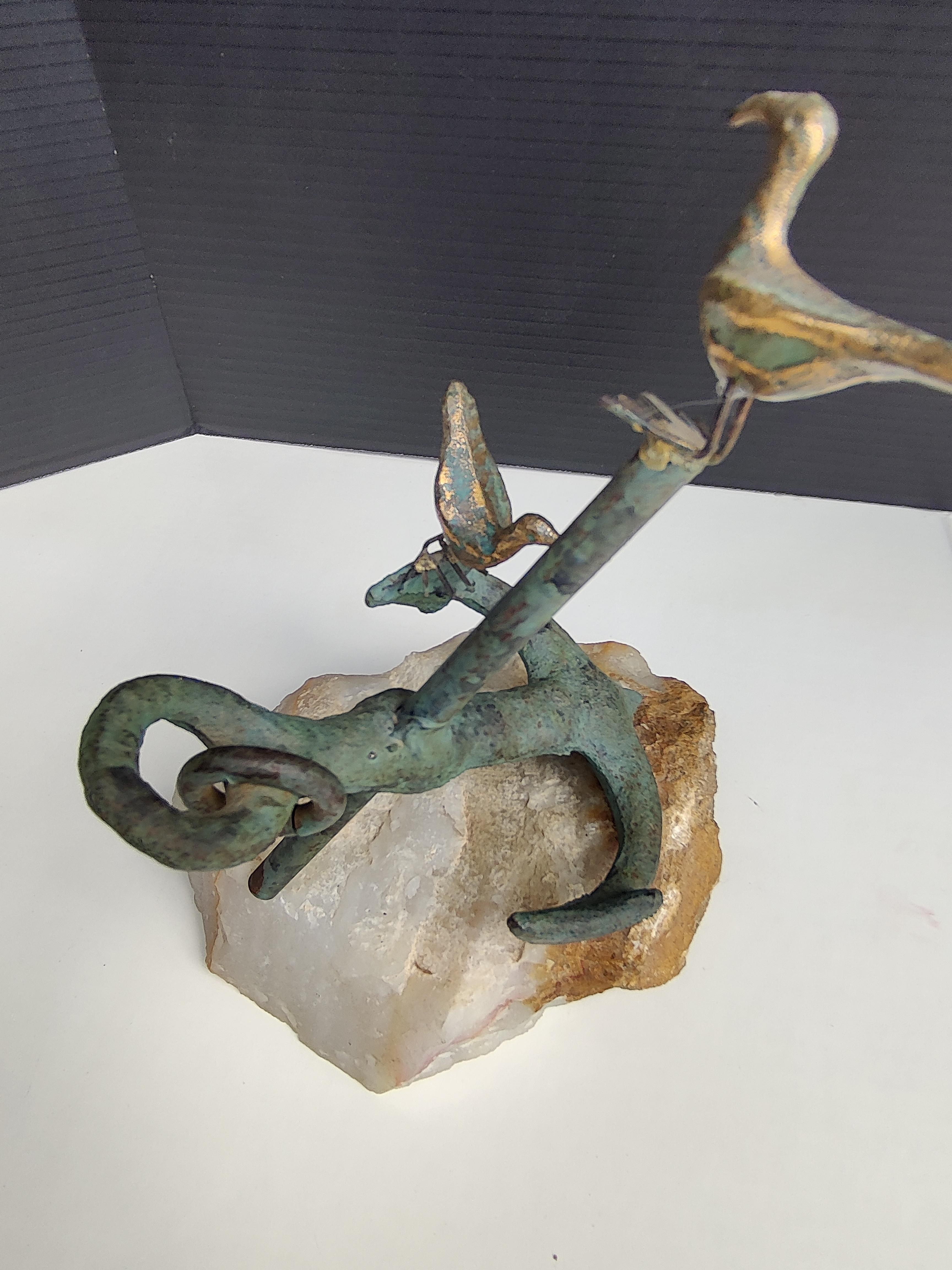 Artesian House Quarz- und Metall-Anker-Skulptur (Messing) im Angebot