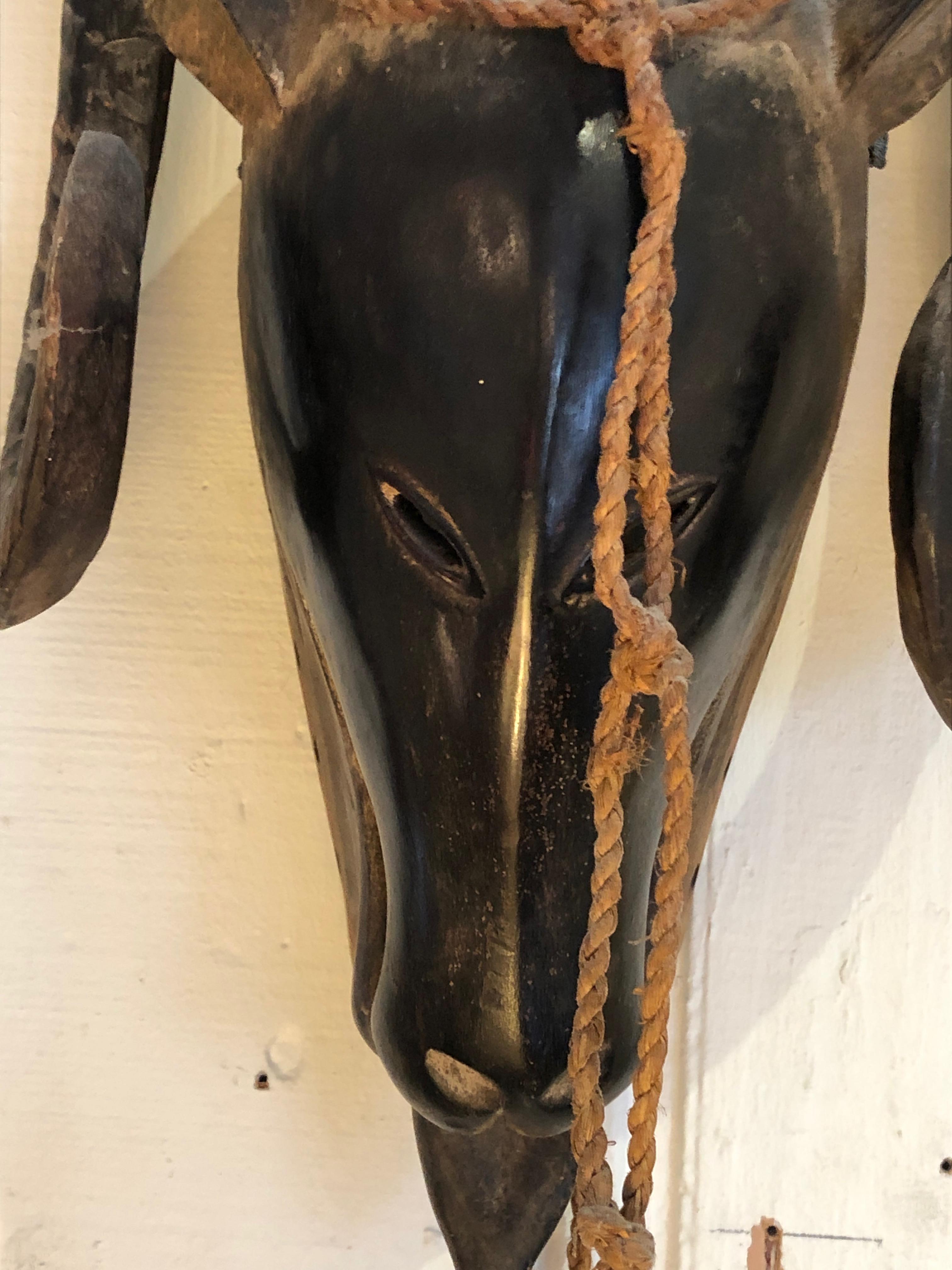 Mid-20th Century Artful African Tribal Mask of a Ram Wall Sculpture