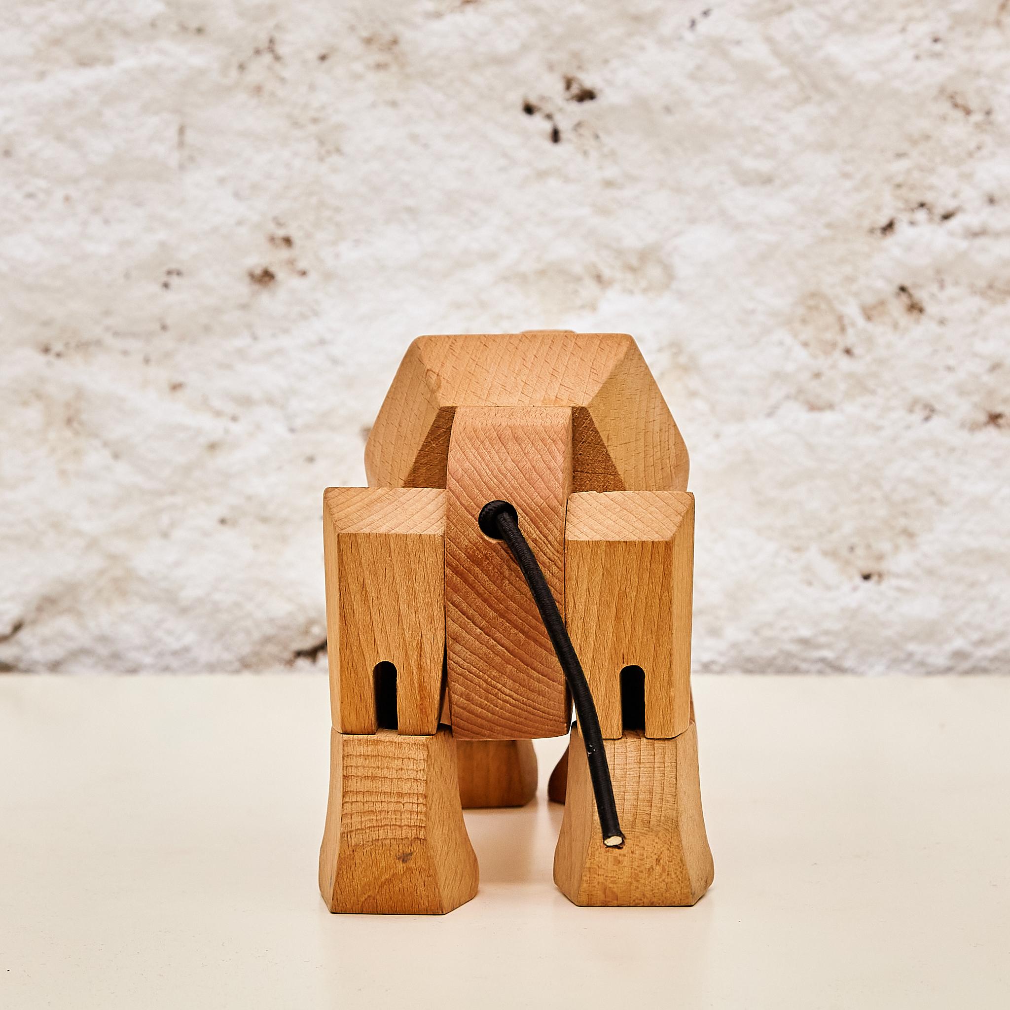 Artful Mastery: Solid Wood Rhino Sculpture 'Areaware' by David Weeks Studio 1