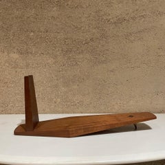 Artful Modernist Exotic Wood Wine Bottle Cradle Holder Studio Piece 1960s Calif