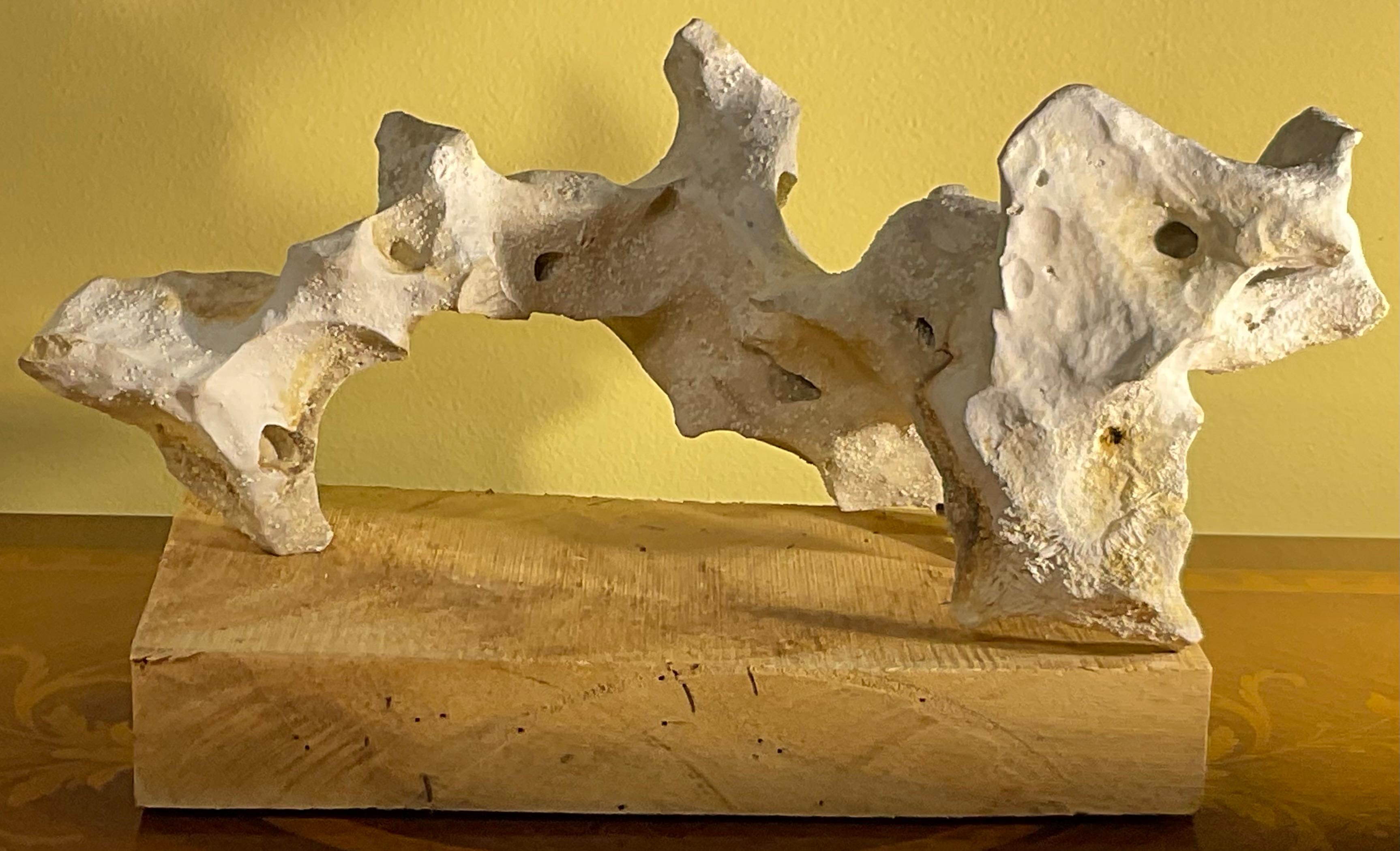 Scultura artistica in pietra naturale su base di legno di mango - Unique Organic Modern-Decor in vendita 4