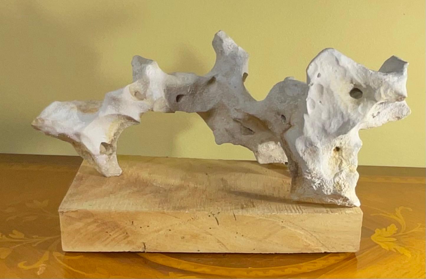 Scultura artistica in pietra naturale su base di legno di mango - Unique Organic Modern-Decor in vendita 2