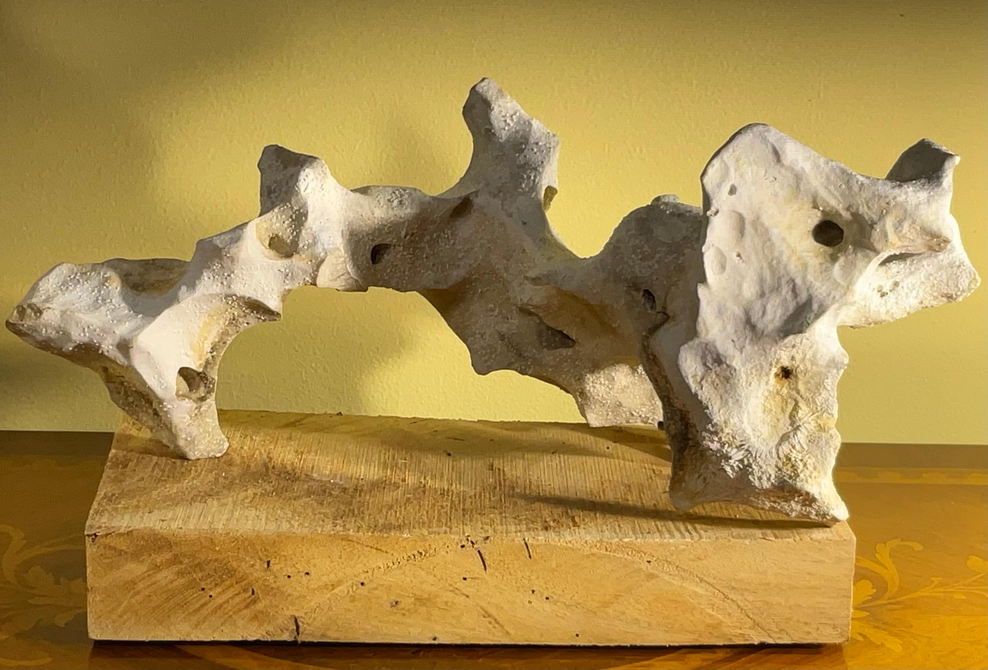 Scultura artistica in pietra naturale su base di legno di mango - Unique Organic Modern-Decor in vendita 3